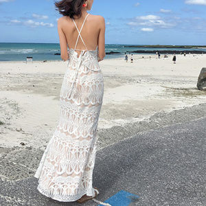 Lace Backless Beach Dress